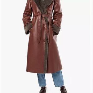 WeWoreWhat Chocolate Brown Trench Coat with Charcoal Details